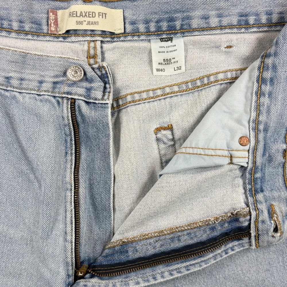 Levis Jeans 550 Relaxed Fit Mens‎ W40 L32 Light Wash Blue Cotton Denim Y2K 90s